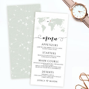 Menus do mapa do mundo do casamento do tema do via
