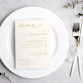 Menus Dourados de Casamento de Creme Romântico Sua