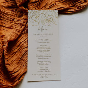 Menus floral dourado do comensal de casamento do
