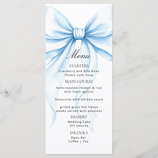 Menus for a modern  baby shower. (Frente)