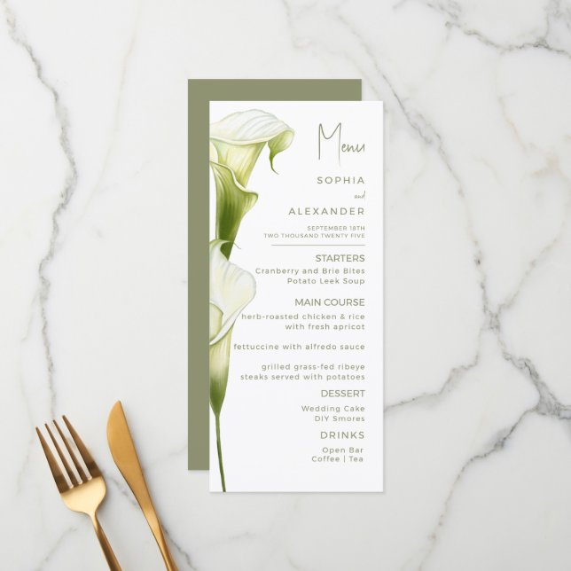 Menus for a modern wedding. (Frente/Verso In Situ)