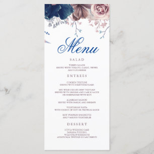 Menus marinhos Azul e Mauve Floral Moderno de Casa