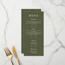 Menus mínimos de Casamento Verde-Olival-Boêmia