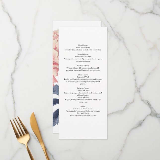 Menus Template Casamento Elegante Floral  (Frente/Verso In Situ)