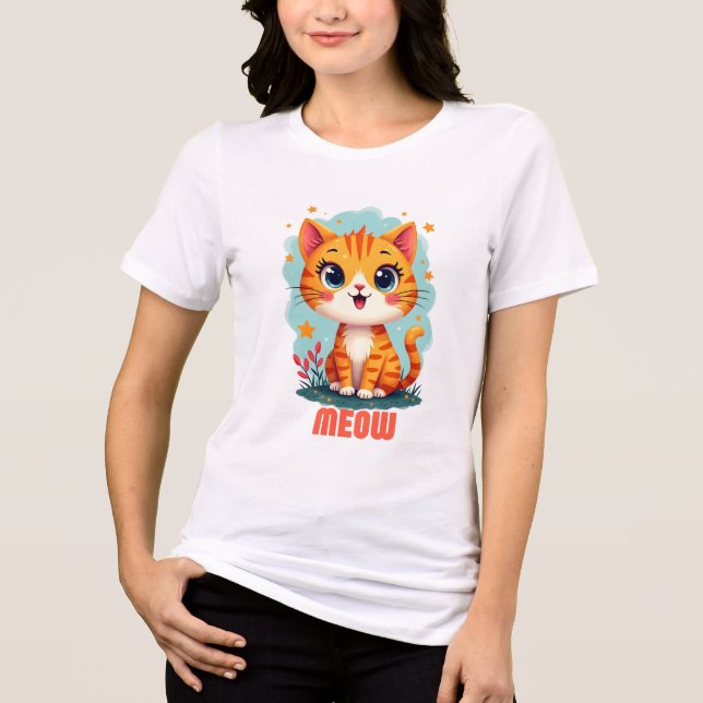 Meow Bella + Canvas Camisa-T feminina - Puramente (Frente)