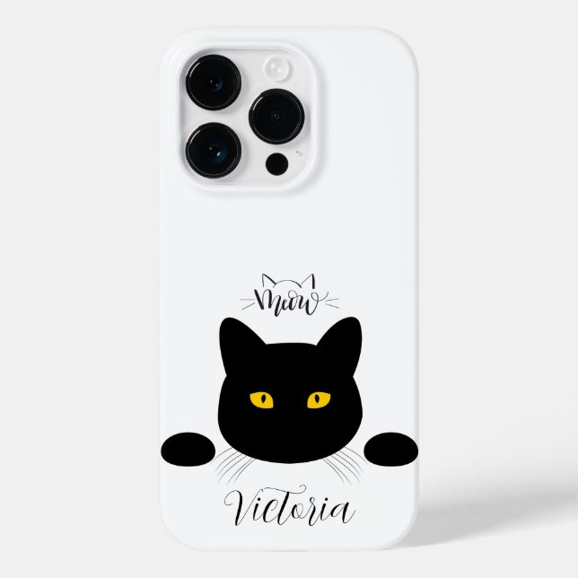 Meow Black Cat Ouro Olhos Personalizáveis (Verso)