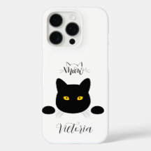 Meow Black Cat Ouro Olhos Personalizáveis