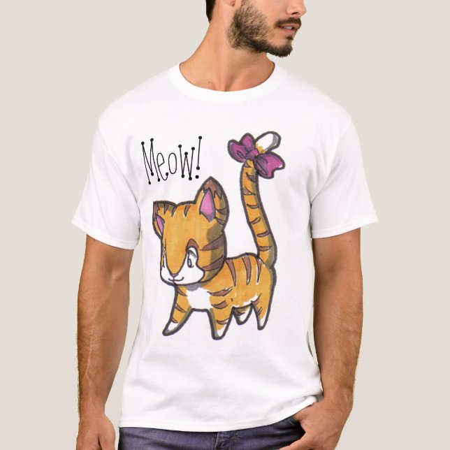 Meow! Camisa do gatinho para miúdos! (Frente)
