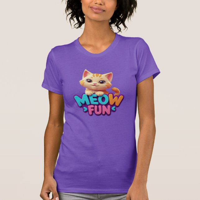 Meow Fun - Camiseta de Gato com Olhar Doce  (Frente)