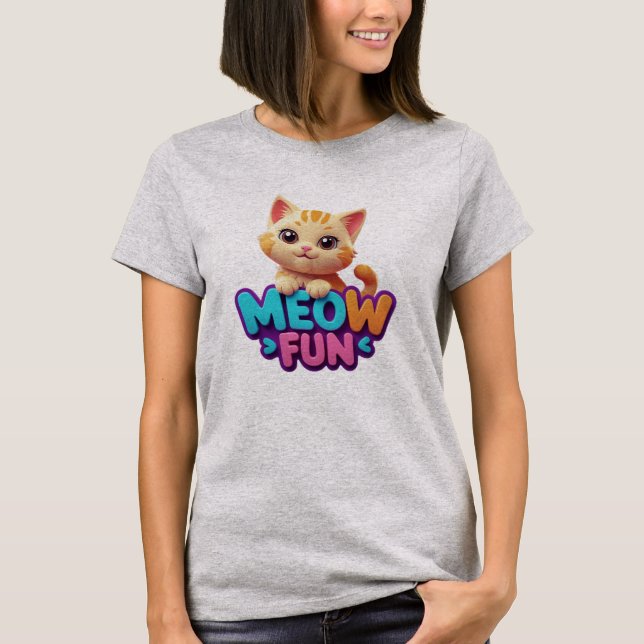 Meow Fun - Camiseta de Gato com Olhar Doce (Frente)