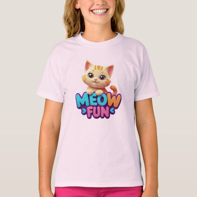 Meow Fun - Camiseta de Gato com Olhar Doce (Frente)