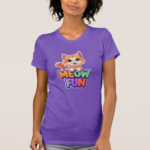 Meow Fun - Camiseta de Gato Sorridente Fofo