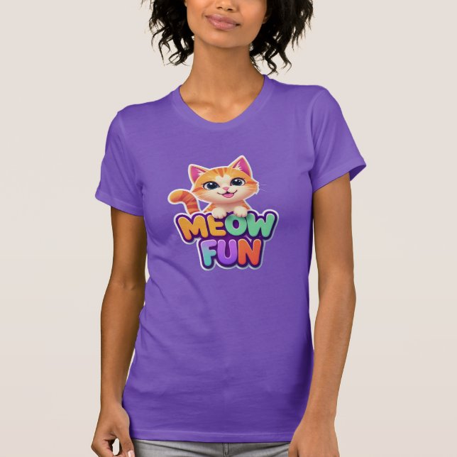 Meow Fun - Camiseta de Gato Sorridente Fofo (Frente)
