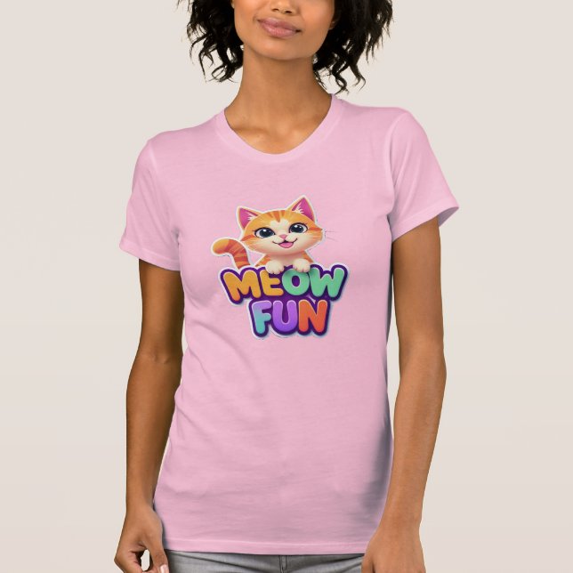 Meow Fun - Camiseta de Gato Sorridente Fofo (Frente)