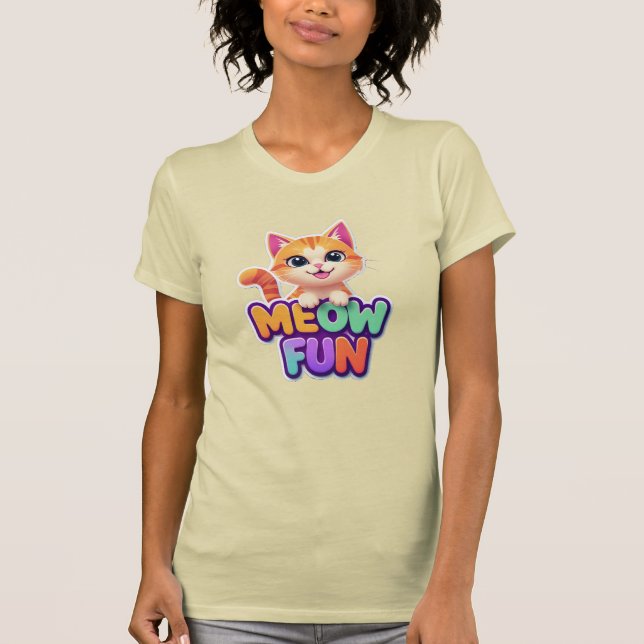 Meow Fun - Camiseta de Gato Sorridente Fofo (Frente)