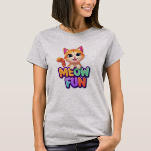 Meow Fun - Camiseta de Gato Sorridente Fofo
