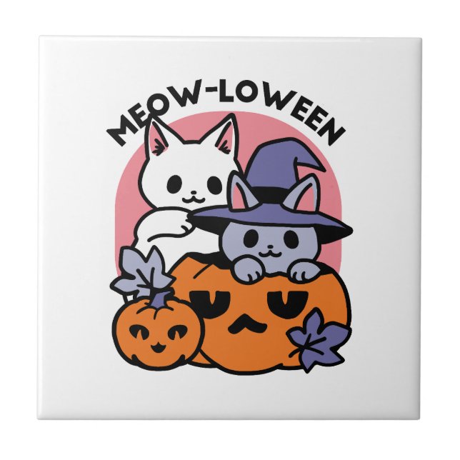 Meow-Loween - Design de Gato de Halloween (Frente)