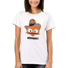 MEOWDY! Camisa Gato Cowboy Bigode Cartoon