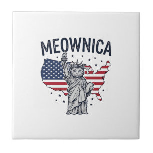 Meownica Gato Patriótico Design Vetorial Vintage_1