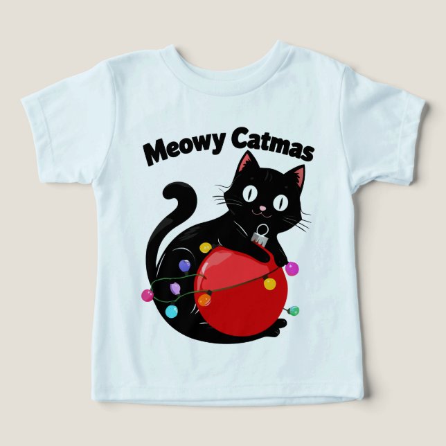 Meowy Catmas - Gato com enfeite de Natal (Design frontal)
