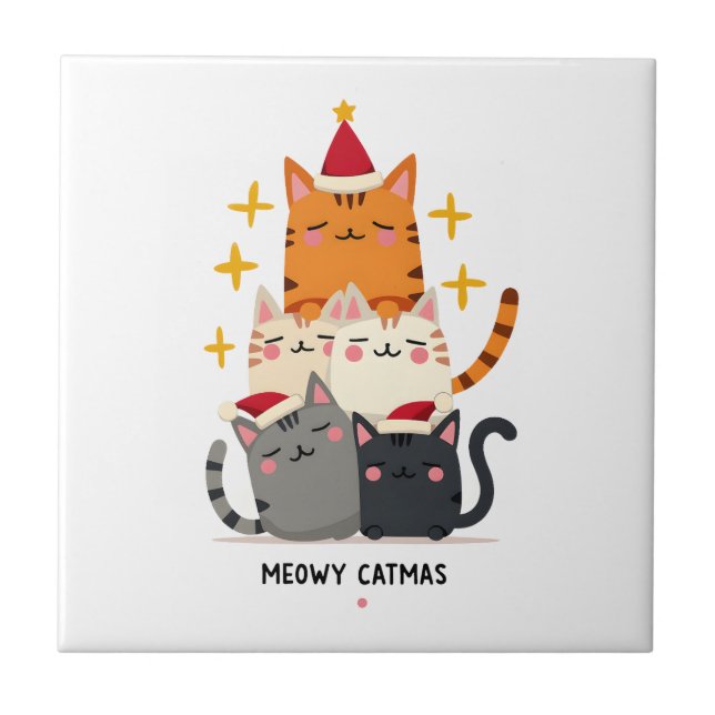 Meowy Catmas Gato Natal Árvore de Natal (3) (Frente)