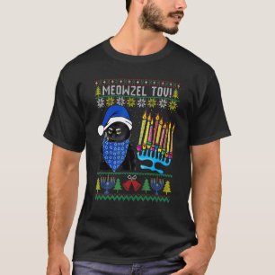 Meowzel Tov Suéter Feio de Hanukkah Gato Chanukah