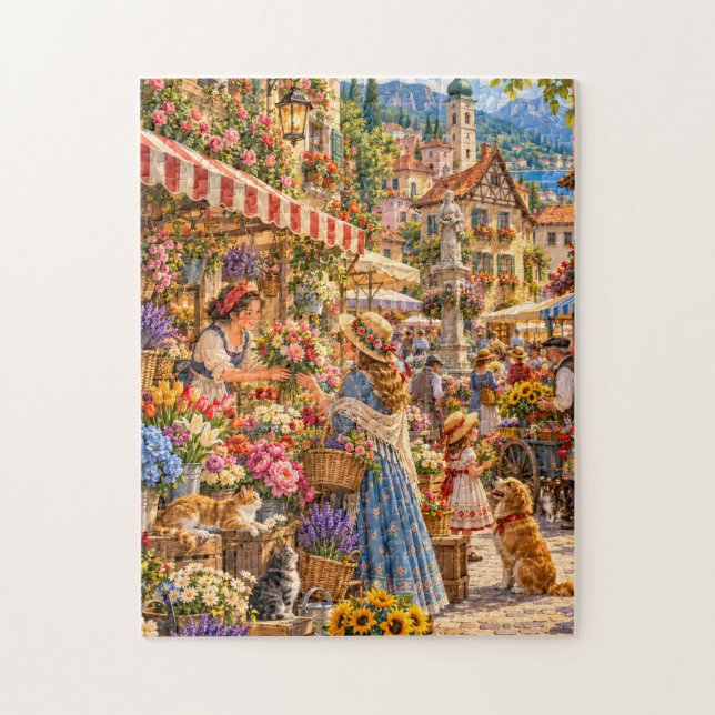 Mercado de Flores do Velho Mundo Quebra-Cabeça (Vertical)