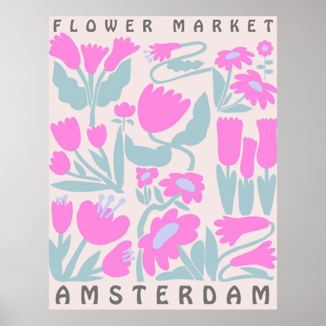 Mercado Flor Poster de Amsterdã Estética Floral (Frente)