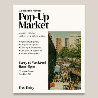 Mercado Pop Up Foto Editorial Retro Flyer