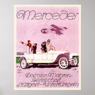 Mercedes Daimler Motor 1914 Antigo Poster de Publi