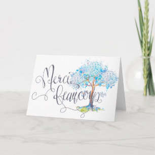 Merci Beaucoup Blue Tree Cartões de agradecimentos