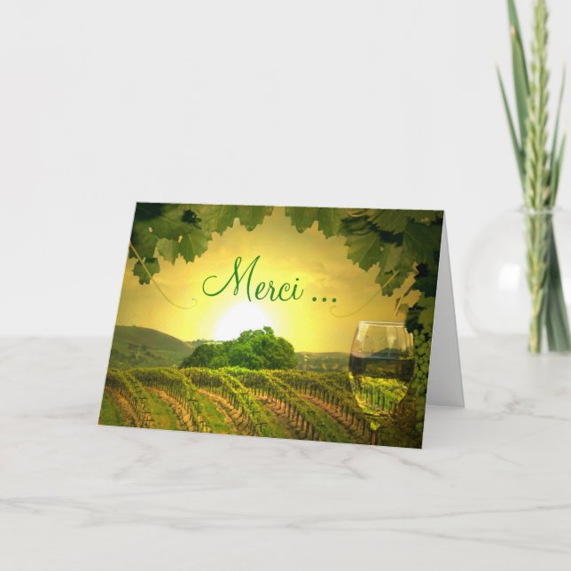 Merci, obrigado no Vineyard francês para cartões e (Frente)