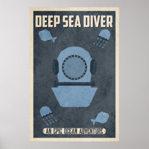 Mergulhador do mar profundo (design do poster