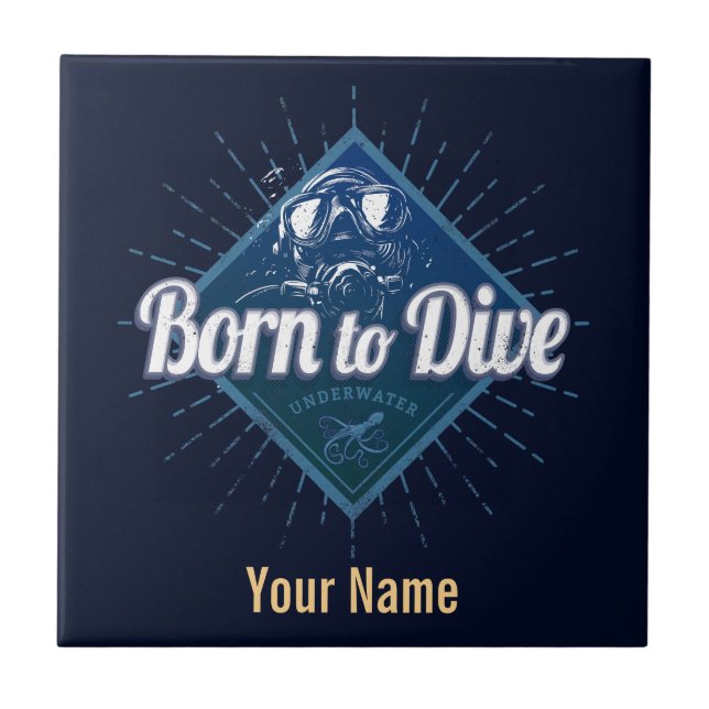 Mergulhador Retro Scuba Mergulhando Escola Oceano  (Frente)