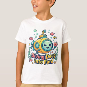 Mergulhando Fundo na Camiseta de Submarino Fofo Di