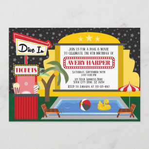 Mergulho no convite do aniversário da piscina & do