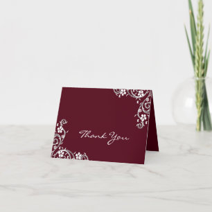 Merlot Floral Swirls Cartões de agradecimentos