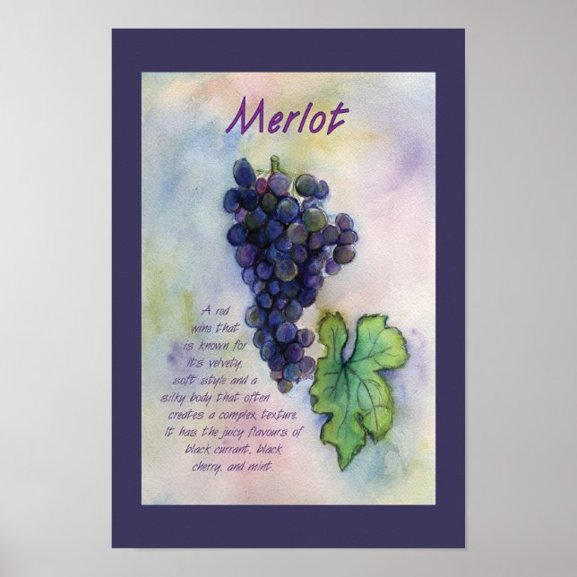 Merlot Red Wine Graphics Art Poster (Frente)