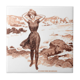 Mermaid Beach Gibson Girl Victorian Antiguidade