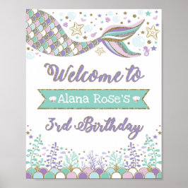 Mermaid Bem-vinda à Piscina Poster