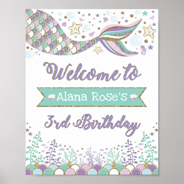 Mermaid Bem-vinda à Piscina Poster (Frente)