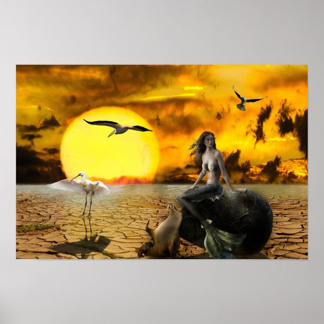 Mermaid Desert Fantasy Art Poster (Frente)