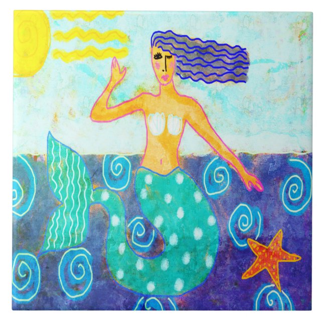 Mermaid e Starfish Abstrato Art (Frente)
