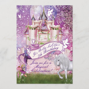 Mermaid Fairy Unicorn Castle Encantou Convite
