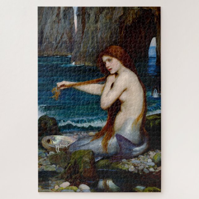 Mermaid John William Waterhouse Art Quebra-cabeça (Vertical)