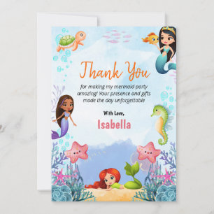 Mermaid Magic Birthday Garota Obrigado Cartões Fla