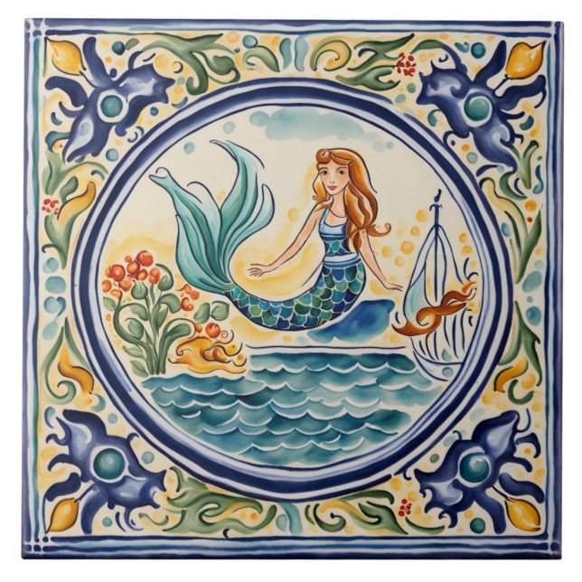 Mermaid Mediterranean Folk Art (Frente)
