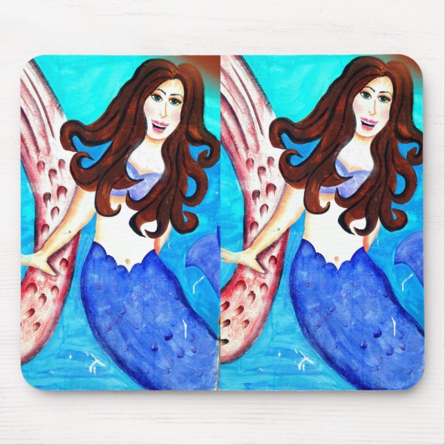 mermaid mousepad de brunette gêmeo (Frente)