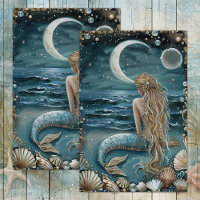 MERMAID POR PAPEL DE TECIDO DE DECOPÁGIO LUMINOSO