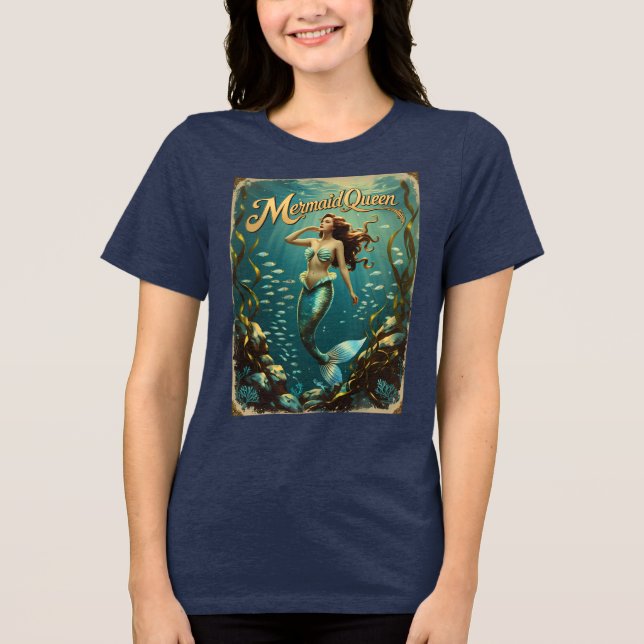 Mermaid Queen Underwater Womens Ocean Fantasy Tee (Frente)